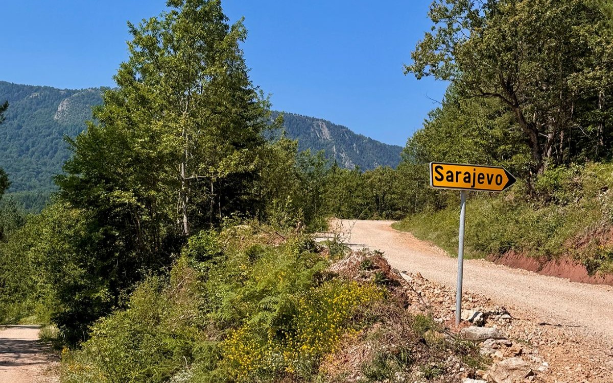 Sarajevo sign on path