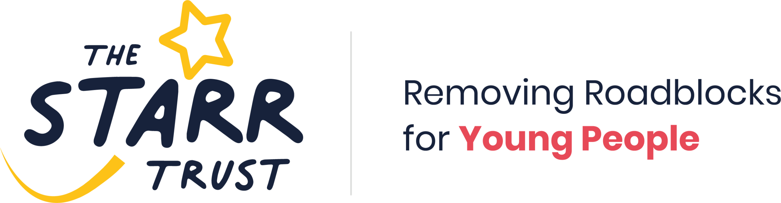 Text logo reads: THE STARR TRUST. More text reads: Removing Roadblocks for Young People.